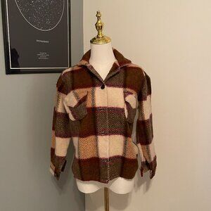 RARE Vintage 1950s–1960s Bellaire Wool Plaid Button Shirt Jacket